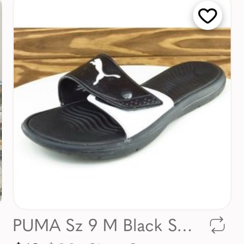 Puma Black and White Slide Sandals